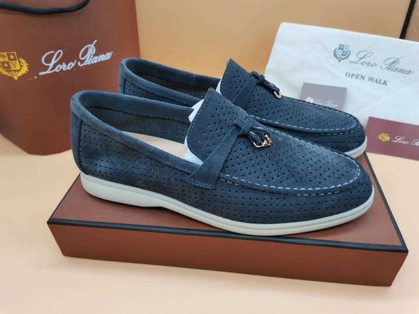 

2021 spring and autumn velvety leather mens loro walk casual dress shoes british style slip on lock luxury designer versatile business weddi, Black
