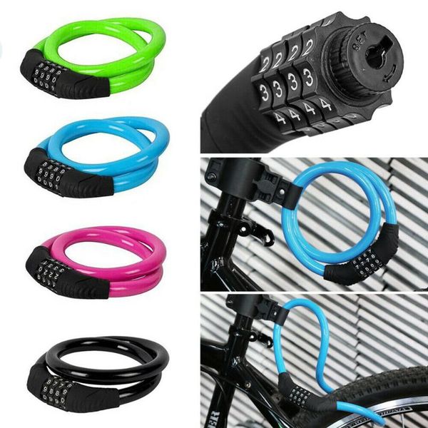 

bike locks heavy cycle security resettable bicycle padlock 4 digit combination number lock strong 60cm cable chain password