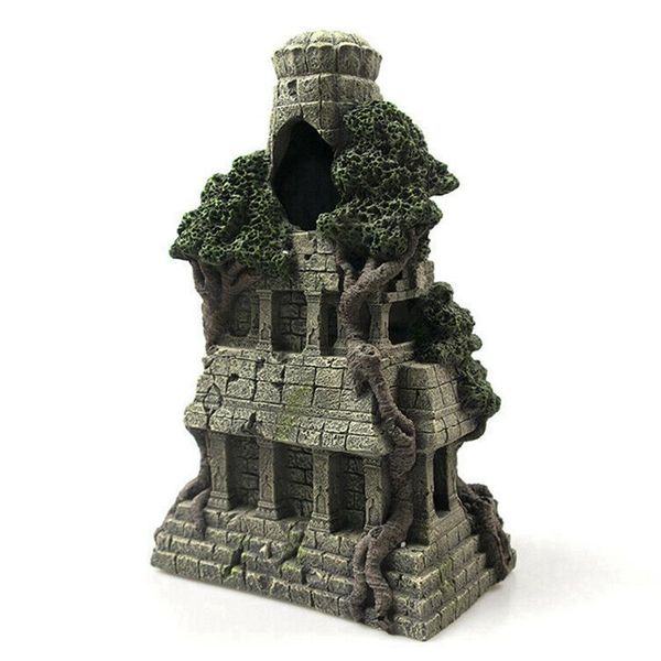 

decorations reptile hideout cave decoration fish tank aquarium resin castle tower ornaments accessories
