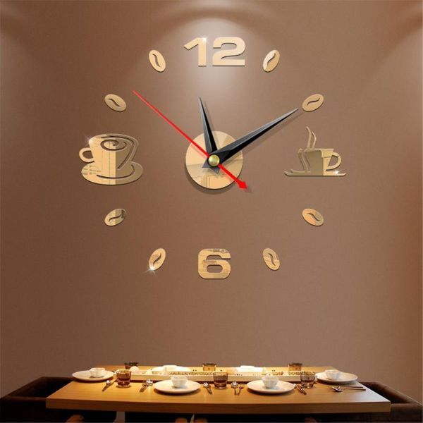

wall clocks brand diy 3d number clock acrylic mirror sticker home living room modern office decor art design digital