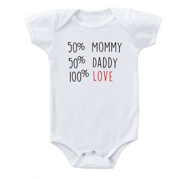 

rompers 50% mommy daddy 100% love print born baby bodysuit cute boys girls cotton summer infant clothes, Blue