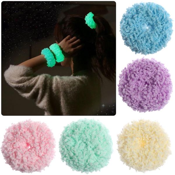 

korean version of candy colored fluorescence hair ring wild luminous basic small tie for girls high flexibility accessories, Slivery;white