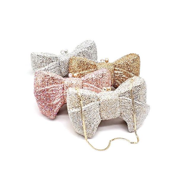 

evening bags classical women accessories diamonds luxury clutches bow knot crystal purses bridal wedding party popsicle