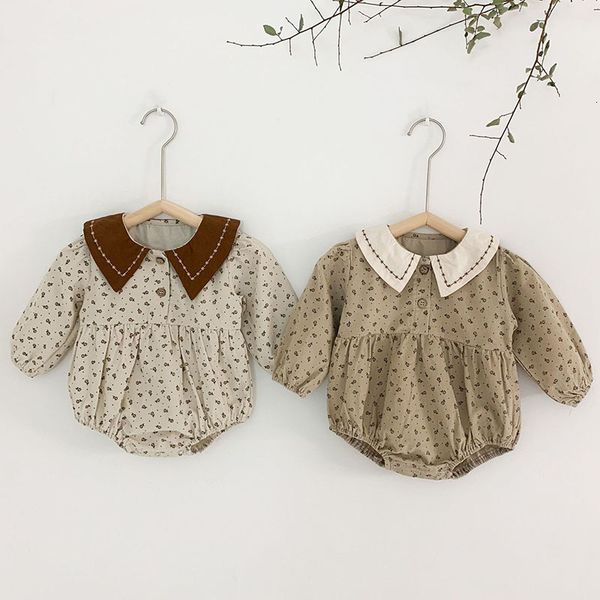 

spring kids boy girl long sleeve corduroy rompers autumn infant baby girl floral newborn rompers clothes baby girl rompers, Blue