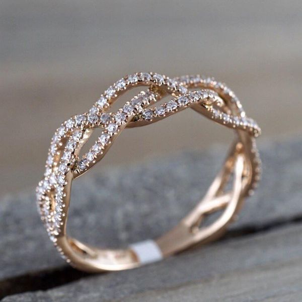 

zircon twist geometric ring fashion lady luxury design wedding party rings, Silver