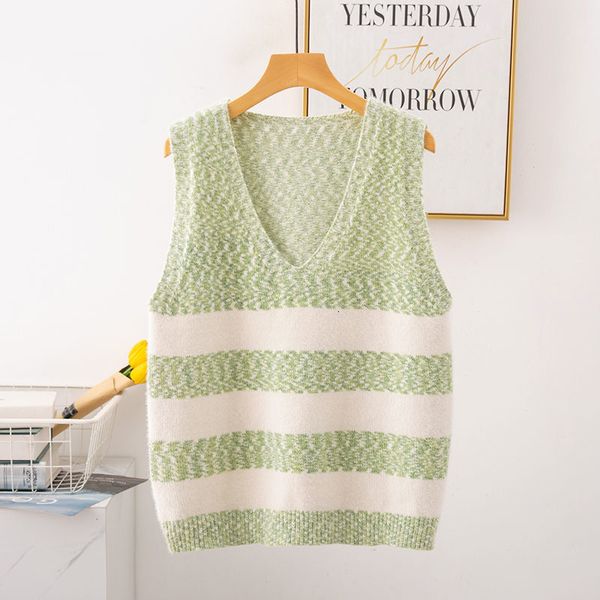 

women's sweaters loose waistcoat knitted chenille v-neck spring and autumn style striped fashion casual cotton mc5n, White;black