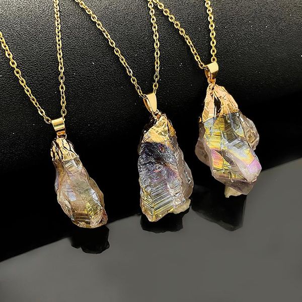 

pendant necklaces luxury mulri color crystal statement necklace pendats for women girls link chain stainless steel jewelry collar choker, Silver