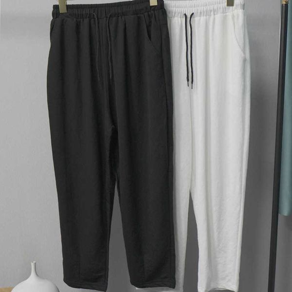 

2021 spring and summer leisure pants elastic waist women's thin temperament commuter show th solid color capris, Black;white