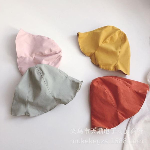 

yoga outfits cute baby shrink double-sided bucket hat hipster plaid children's ruffled sunshade fisherman, White;red