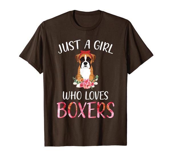 

just a girl who loves boxers boxer dog lover t-shirt, White;black