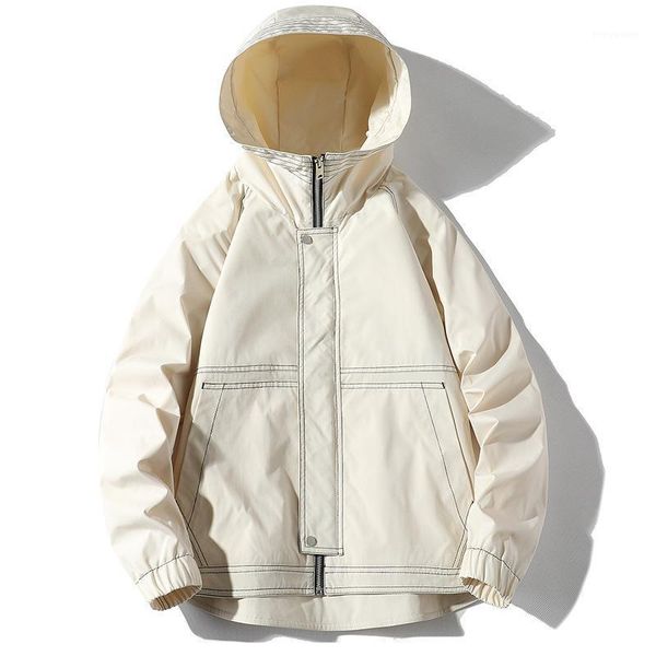 

korean version of the solid color hooded jacket men's 2021 spring and autumn ins trend men bomber streetwear jackets, Black;brown