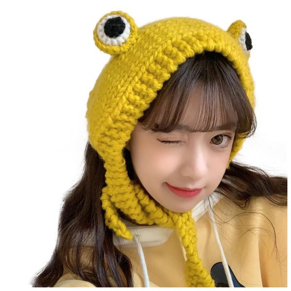

stingy brim hats fashion autumn winter for women animal wool knitted hat headdress set head female crochet, Blue;gray