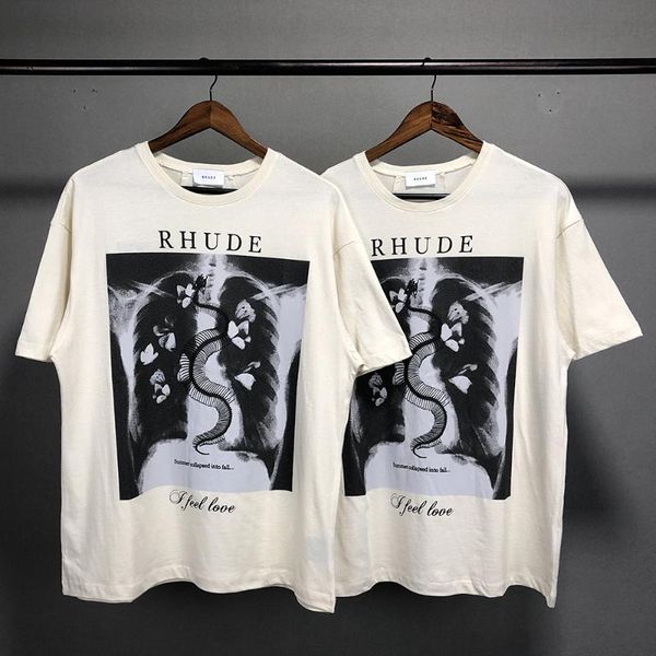 

men's t-shirts butterfly round neck loose print short-sleeved couple t-shirt, White;black