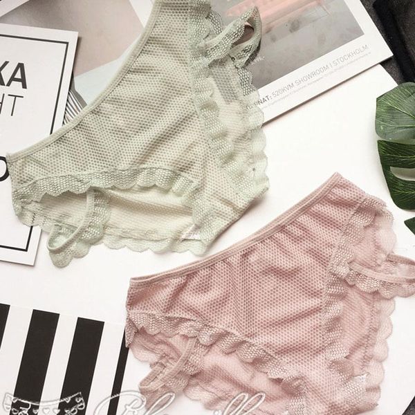 

sports sweet lace ruffle transparent panties for women dots hollow out menstrual underwear seamless briefs lingerie gym clothing, White;black