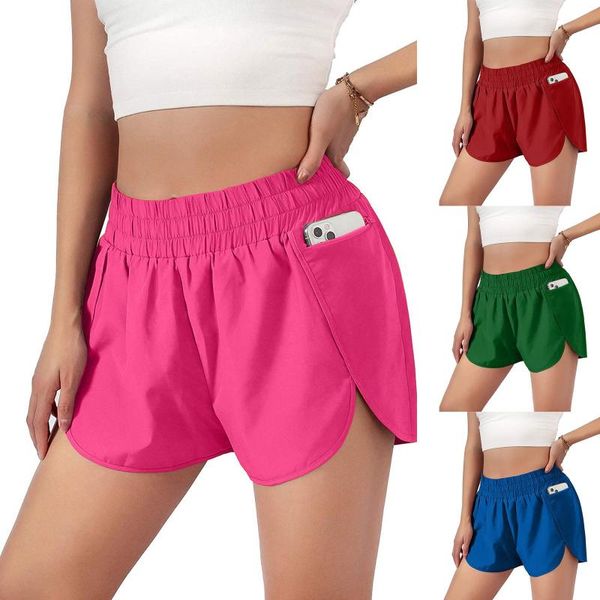 

yoga outfit women pocket high waist shorts honeycomb splicing running fit lifting loose sports breathable leggings solid