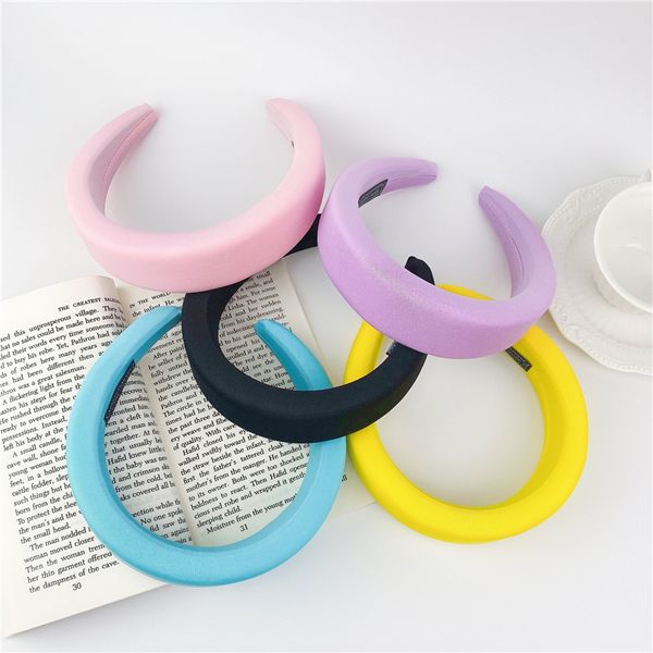 

retro girl bezel headbands silk padded headband for women solid thick hair hoop hairband cotton blends head bands, Silver