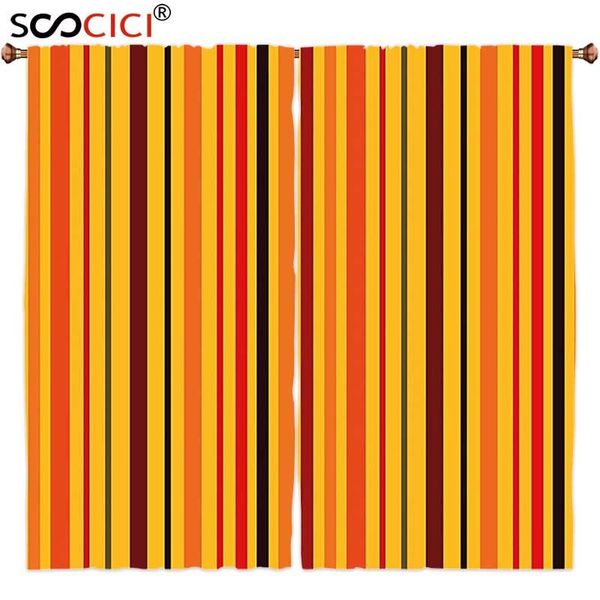 

curtain & drapes window curtains treatments 2 panels,abstract vertical colorful straight lines geometric vibrant stripes design orange marig