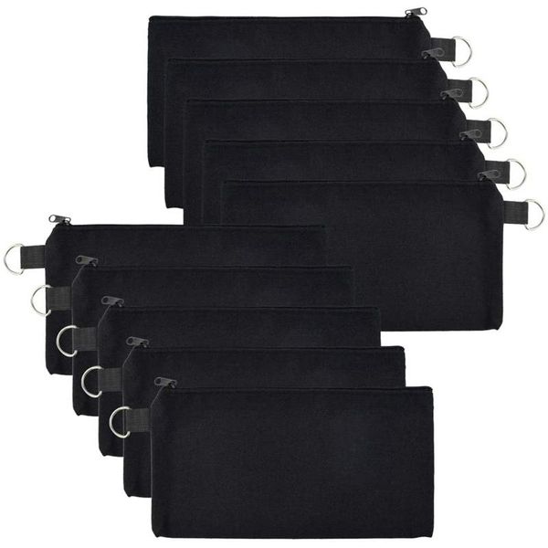 

pencil bags 10 pcs multi-purpose cotton canvas zipper invoice bill bag pen cosmetic makeup pouch blank diy craft