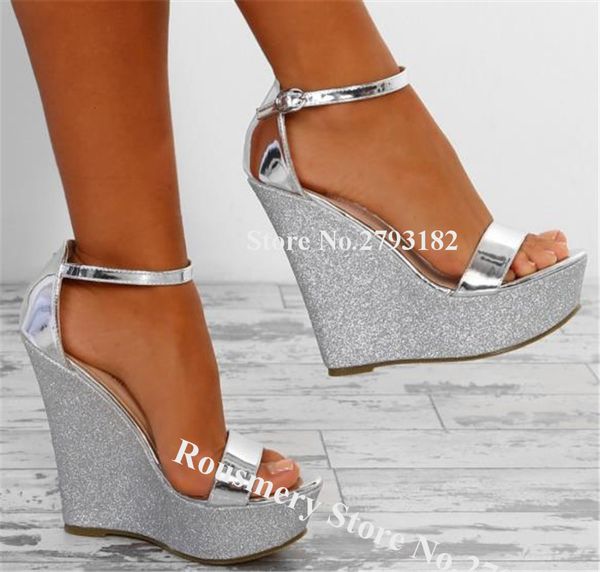

sandals open silver wedge sandals of the high ankle platform a strap glitter shoes summer dress wn8p, Black