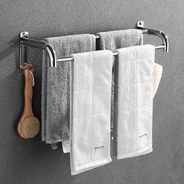 

towel racks punch-rack, extra thick 304 stainless steel double rod toilet bathroom storage g8065