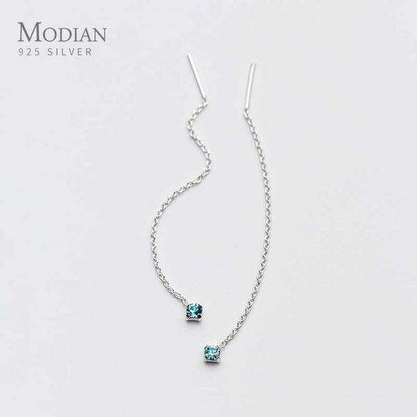 

long tassel chain colorful crystal dangle earrings for women ear studs jewelry 925 sterling silver orecchini 210707