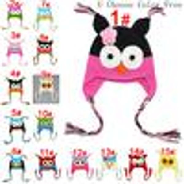 

toddler owl crochet knit woolly earflap hat baby handmade crochet hat childrens handmade owl knitted hat 15color for choose 0-2t, Yellow