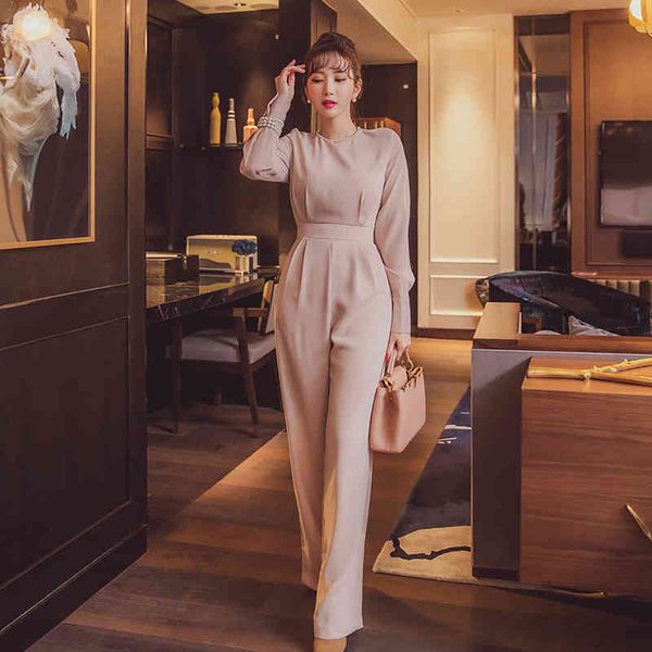 

elegant business jumpsuits women long playsuits casual office lady work wear rompers 210515, Black;white