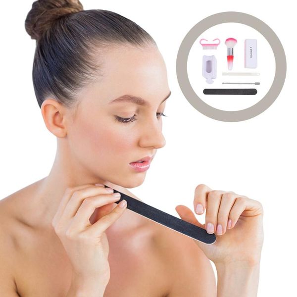 

set professional manicure art tool nail rubbing strip color brush kits