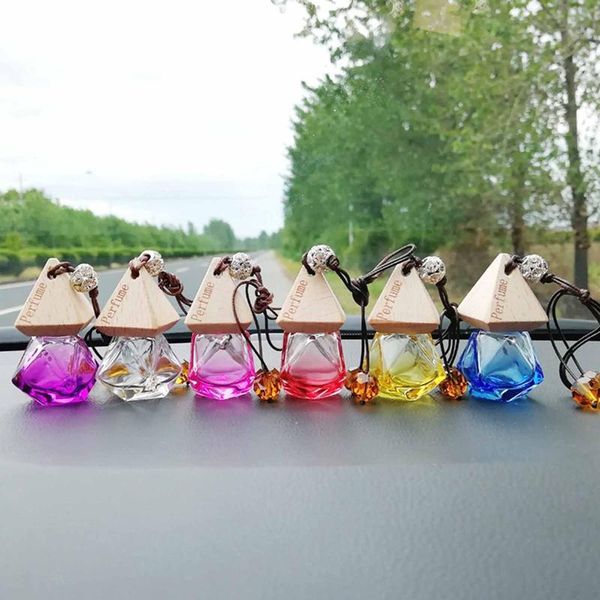 

car air freshener ornament perfume hanging empty glass bottle pendant essential oils car-styling
