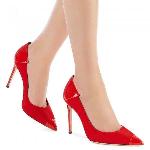 

high heels women single shoes red slip-on pointed toe pumps for brides shallow patchwork thin heel elegant ladies shoe dress, Black