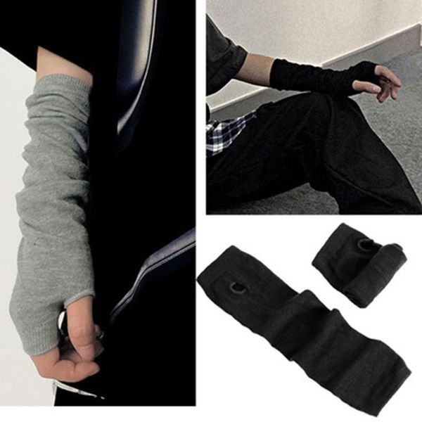 

five fingers gloves winter warm outdoor sports cycling touch screen mittens black punk long elastic wool knit half finger driving l32l, Blue;gray