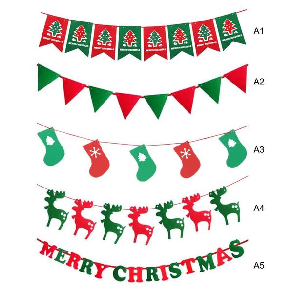 

party decoration merry christmas banners non-woven fabrics flowers flag supermarket store home decorations wall hanging supplies