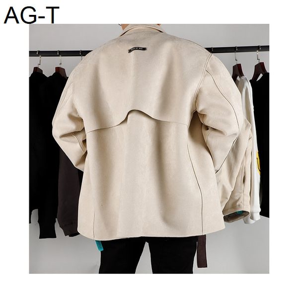 

trendy fear of god fog 6th gray suede shirt jacket oversize high street loose and plus-sized jacket, White;black