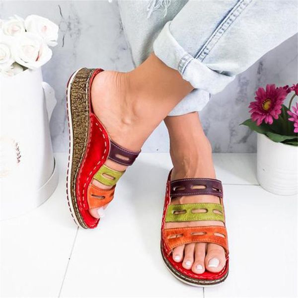 

summer women sandals stitching ladies open toe casual shoes 2021 fashion platform wedge slides beach, Black
