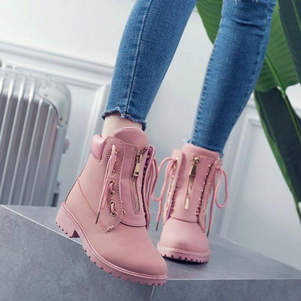 

boots women plus size ankle shoes woman riding work fashion casual high ladies classics retro quality, Black