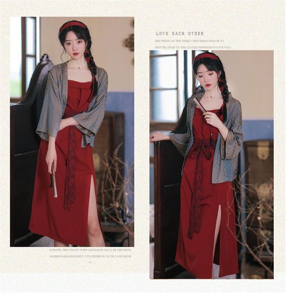 

ethnic clothing japanese style retro gentle kimono elegant fairy long sleeve floral printing loose cardigan split fork yukata dresses, Red