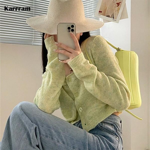 

women's knits & tees karrram harajuku korean cropped cardigan women square collar knitted cardigans spring autumn preppy style crop kni, White