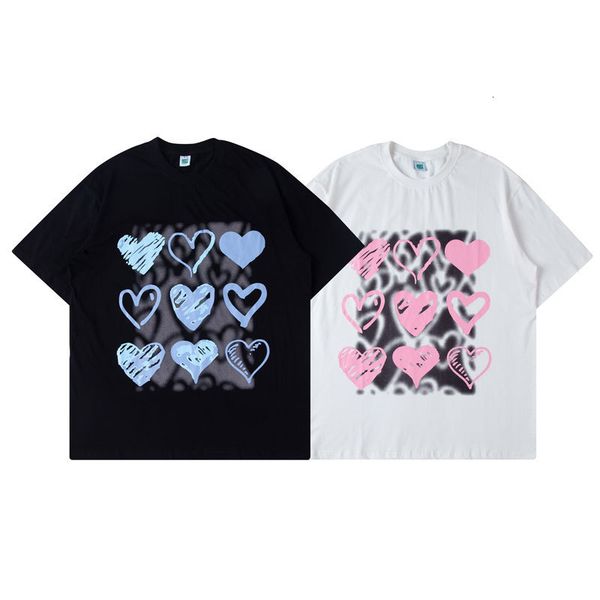 

fashion t shirt impass national trend youth style virtual reality love printing short sleeve men's loose casual top, White;black