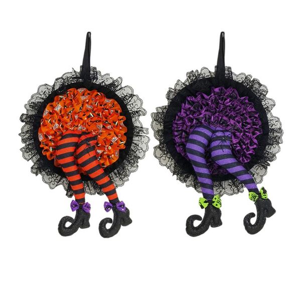 

decorative flowers & wreaths home halloween wreath, front door wreath with witch leg decor, artificial hanging ornament