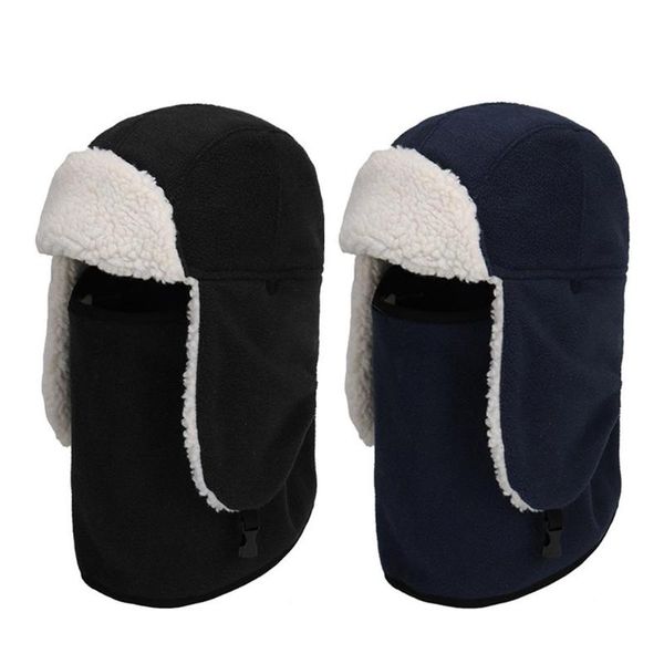 

winter festival windproof and cold-proof lambskin double-layer thickening outdoor ski riding fleece earmuffs scarf warm caps cycling & masks, Black