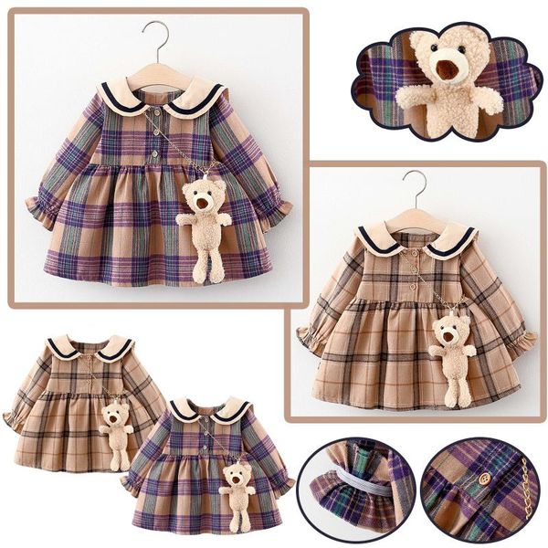 

girl's dresses baby girls spring and autumn plaid skirt long sleeve fashion dress princess vestidos de verano ropa niÃ±a, Red;yellow
