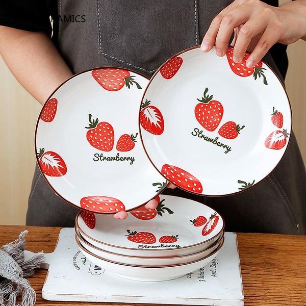 

dishes & plates 4pcs fruit print ceramic dinner set cake plate kitchen tableware full restaurant serving tray