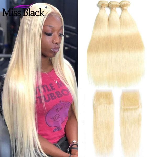 

human hair bulks miss black bundles with 4x4 closure brazilian machine weave lace 3 4 613 blonde straight swiss