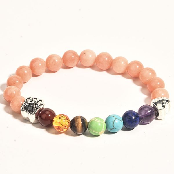 

bracelet 2021 dog claw love seven chakras yoga beads energy stone bracelet, Golden;silver