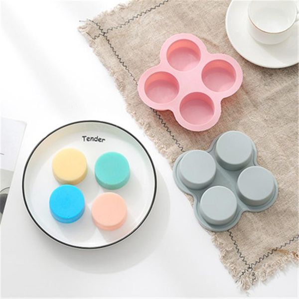 

craft tools 2pcs/set 4-cavity round silicone soap mold cold household baking diy chocolate jelly biscuit handmade process