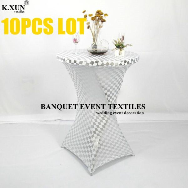 

table cloth 10pcs gold silver wedding cover spandex cocktail lycra high bar linen banquet el party decoration