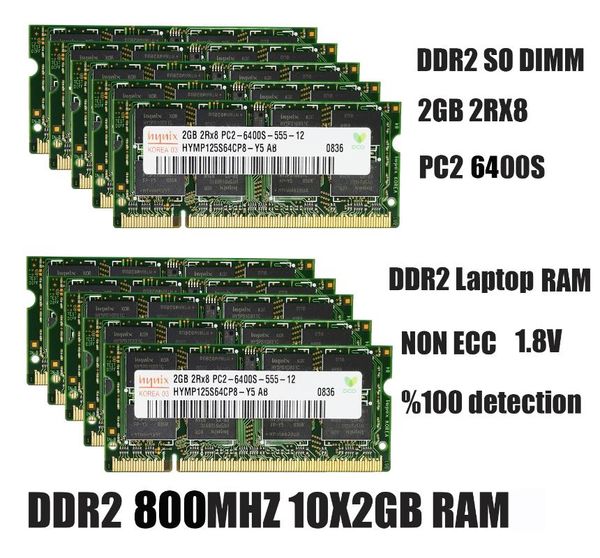 

rams ddr2 2gb pc2-6400s 667mhz 800mhz pc2-5300s 200pin 1.8v so-dimm used wholesale ram lapmemory memoria