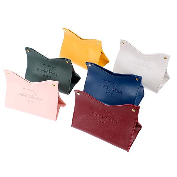 

tissue boxes & napkins 1pcs box cover soft pu leather foldable handkerchief napkin holder for living room kitchen desktop