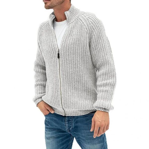 

men's sweaters comfy fashion knitted long sleeve men cardigan autumn winter slim stand collar knitwear, White;black