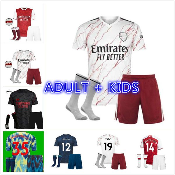 

kids kit 20 21 saka pepe soccer jersey 2021 nicolas ceballos henry guendouzi tierney football boy kits shirt, Black;yellow